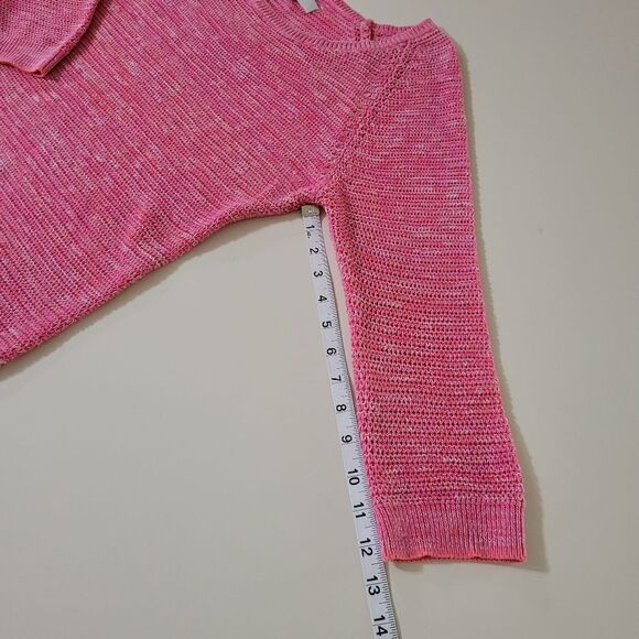 Loft Women's Pink Marled Roundneck Lightweight Elbow-length Pullover Sweater - Picture 7 of 11